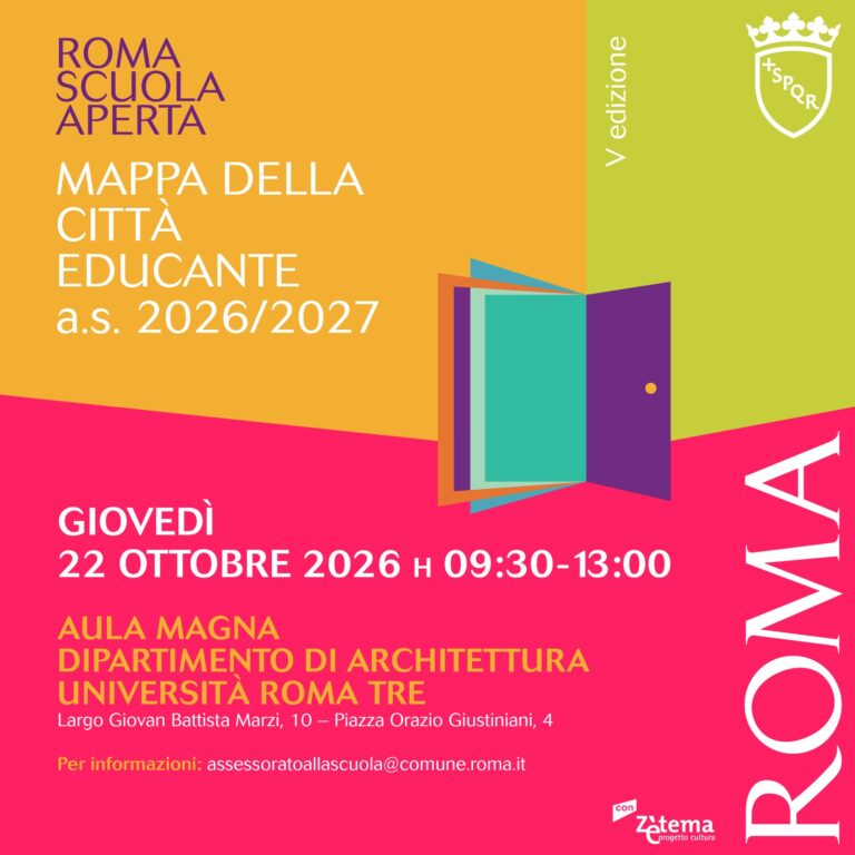 Locandina della presentazione della V edizione della Mappa della Città Educante 2026/2027, 22 ottobre 2026, Università Roma Tre.